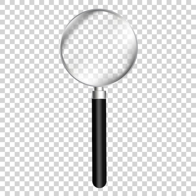 Vrije vector realistische illustratie van een vergrootglas met zwart plastic handvat