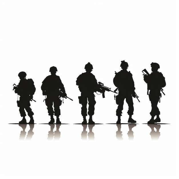 Vrije vector soldaat silhouetten kunst illustratie