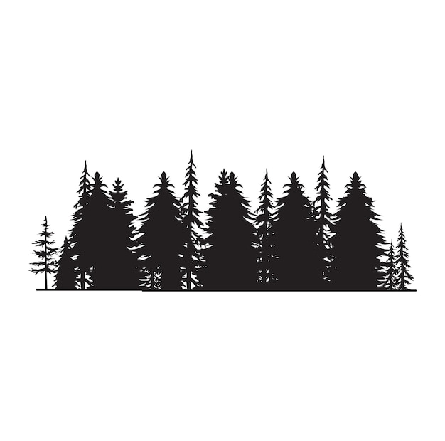 Vector vrije vector vintage bomen en bos silhouetten