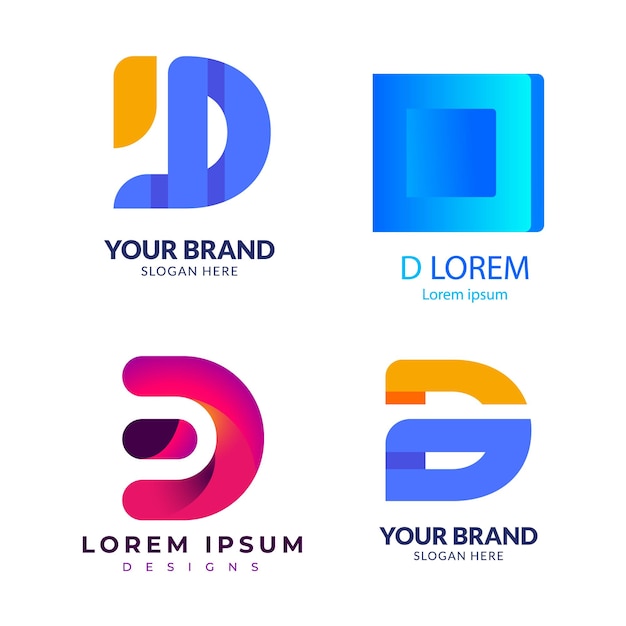 Vrije vectorverzameling van verschillende gradiënt d logos
