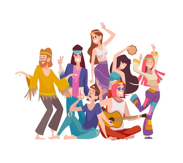 Vrijheid personen woodstock personages ontspanning dansen Vector van vrijheid