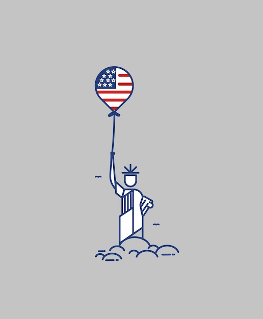 Vector vrijheidsbeeld 4 juli, amerikaanse onafhankelijkheidsdag