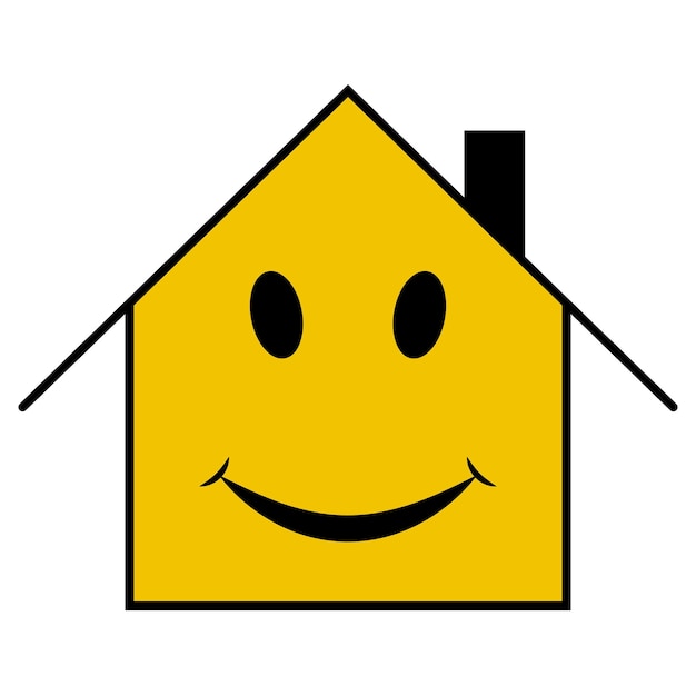 Vrolijk blij huis glimlach emoticon smiley huis grappig gezicht mond