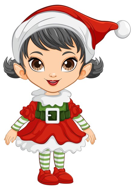 Vector vrolijk cartoon meisje in santa outfit