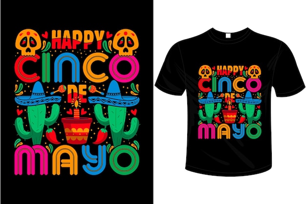 Vector vrolijk cinco de mayo t - shirt met een mexicaans dessin.