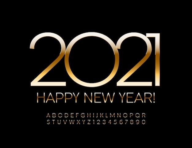 Vrolijk kerstfeest 2021. elegant gouden lettertype. matt chic alfabetletters en cijfers