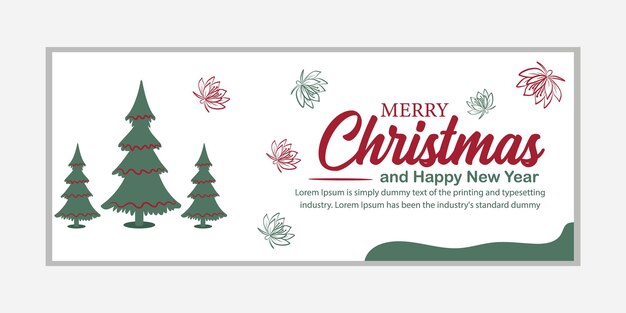 Vector vrolijk kerstfeest banner en gelukkig nieuwjaar banner social media cover en web banner vrolijk kerstfeest