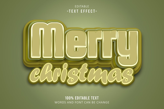 Vrolijk kerstfeest bewerkbare tekst effect 3d reliëf cartoon stijl