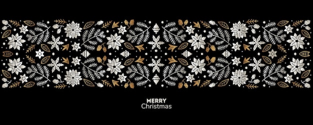 Vrolijk kerstfeest en Gelukkig Nieuwjaar luxe feestelijk ontwerp met border Line kunststijl