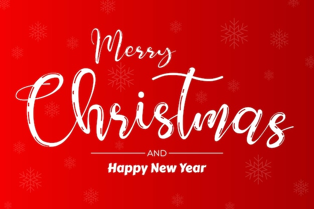 Vrolijk kerstfeest en Gelukkig Nieuwjaar typografische groetekaartje met rode en witte achtergrond