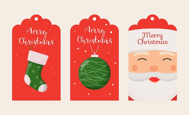 Vrolijk kerstfeest en nieuwjaar labellabelset Cadeaulabels