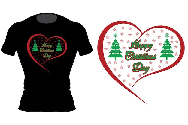Vrolijk kerstfeest geschenk met kerstboom Vrolijke kerst typografie lettering T-shirt