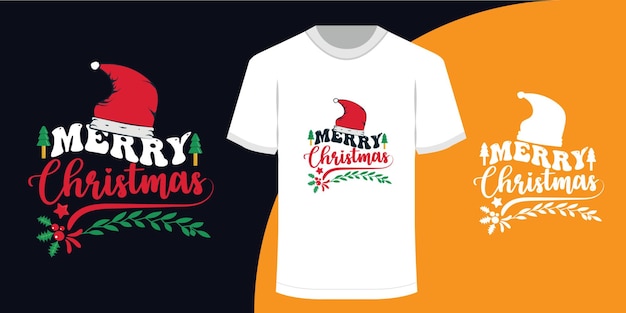 Vrolijk kerstfeest Kerstaffiche en t-shirtontwerp