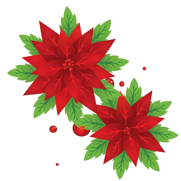 Vrolijk kerstfeest met bloemen versierde ontwerpbanner