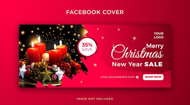 Vrolijk kerstfeest nieuwjaar mode facebook-omslagsjabloon