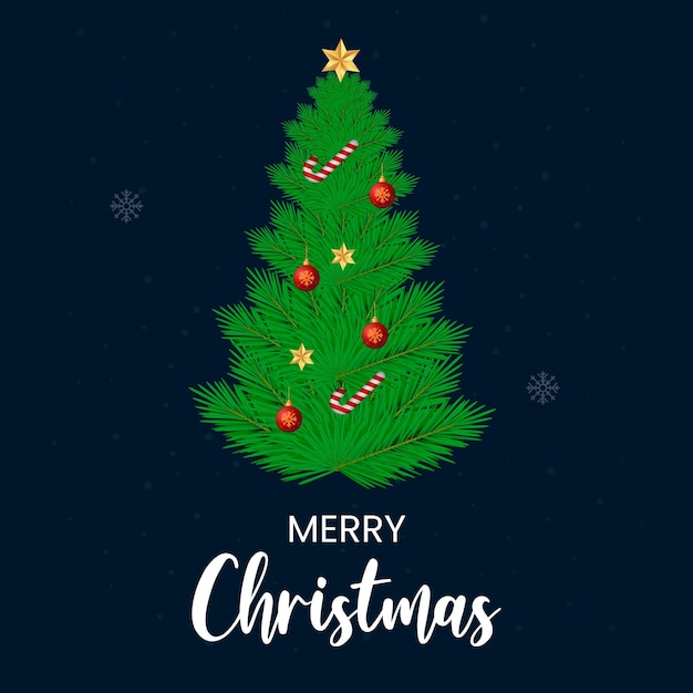 Vrolijk kerstfeest realistische wenskaart met kerstelementen