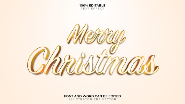 Vrolijk kerstfeest Teksteffect Schoon goud glanzend handschrift