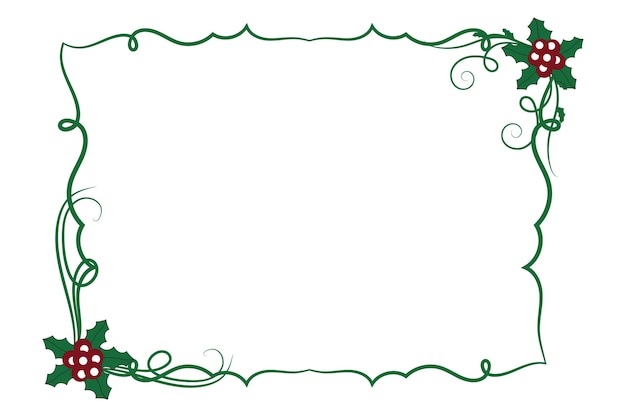 Vector vrolijk kerstfeest winter holly bladeren vierkante frames bessen blad ornament frame grens decoratie