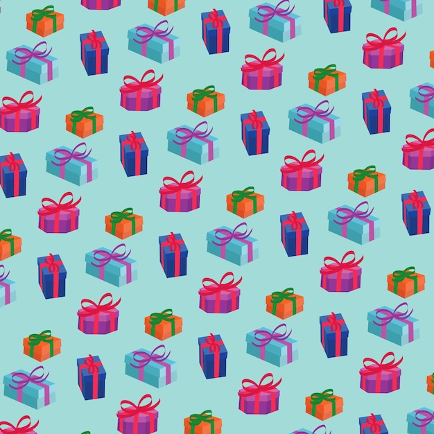 Vrolijk kerstfeestpatroon met driedimensionale geschenken in illustratie