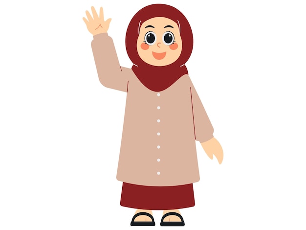 Vrolijk moslimmeisje zwaaiende illustratie
