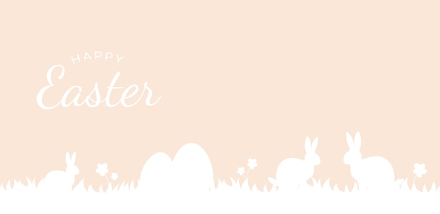 Vrolijk Pasen achtergrond Trendy Pasen ontwerp met typografie eieren bunny oren in pastelkleuren Moderne minimale stijl Horizontale poster wenskaart koptekst voor website