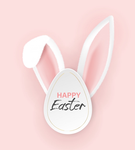 Vrolijk Pasen typografische achtergrond met Bunny oren