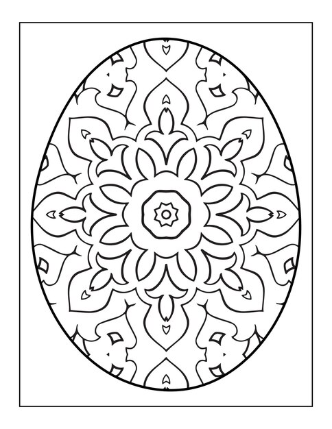Vrolijk Pasen Zwart-wit Mandala bloem Kleurboek voor volwassenen