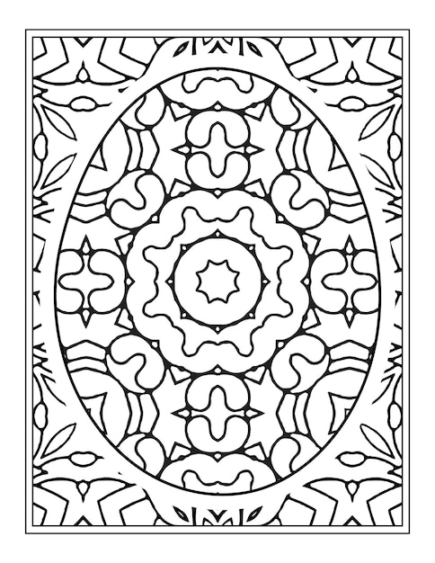 Vrolijk Pasen Zwart-wit Mandala bloem Kleurboek