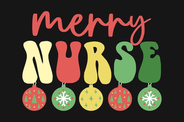 Vrolijk verpleegster kerst typografie T-shirt