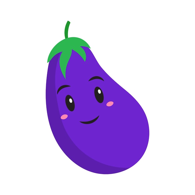 Vrolijke Aubergine Cartoon Platte Vector