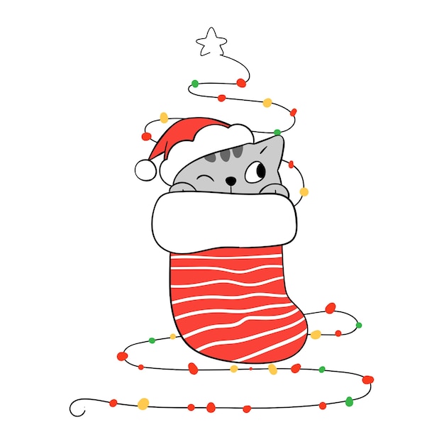 Vrolijke kerst kitten illustratie