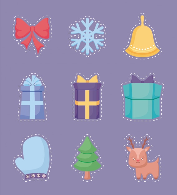 Vrolijke kerst sticker set