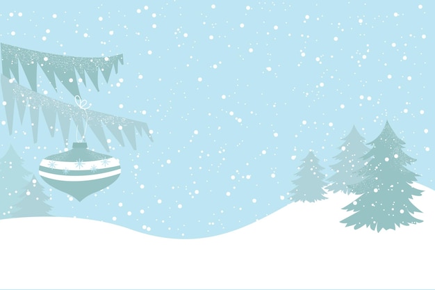 Vrolijke kerstkaart met winterlandschap Vectorillustratie