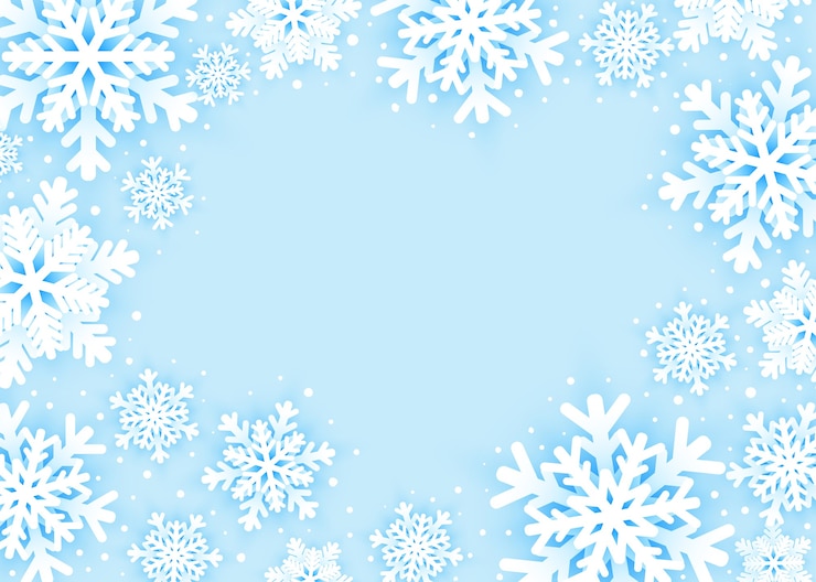 Vector vrolijke kerstmis en gelukkig nieuwjaar wenskaart met sneeuwvlokken op blauwe achtergrond.