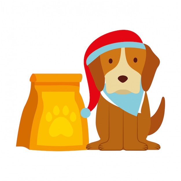 Vector vrolijke kerstmiskaart van de hond