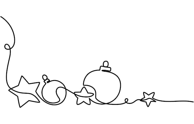 Vrolijke kerstversiering Continuous one line drawing art Vrolijke Kerstversiering