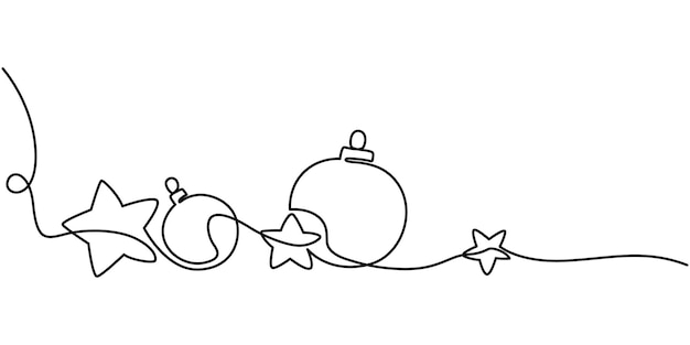 Vrolijke kerstversiering Continuous one line drawing art Vrolijke Kerstversiering