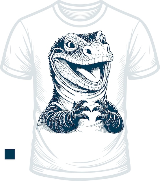vrolijke Komodo draak als een afdruk op een T-shirt vector tekening