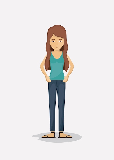 vrouw cartoon icoon. Avatar mensen persoon en menselijk thema. Geïsoleerde ontwerp. Vector illustratie