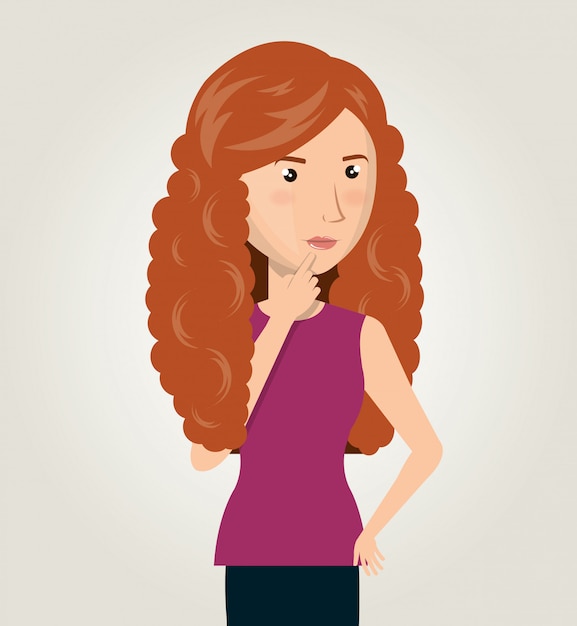 Vector vrouw cartoon idee denk creativiteit ontwerp