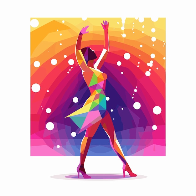 Vrouw dansen te midden van levendige en kleurrijke clublichten Vector illustratie