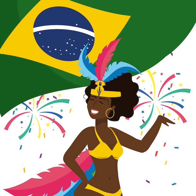 Vrouw die de vectorillustratie van Carnaval van Brazilië vieren