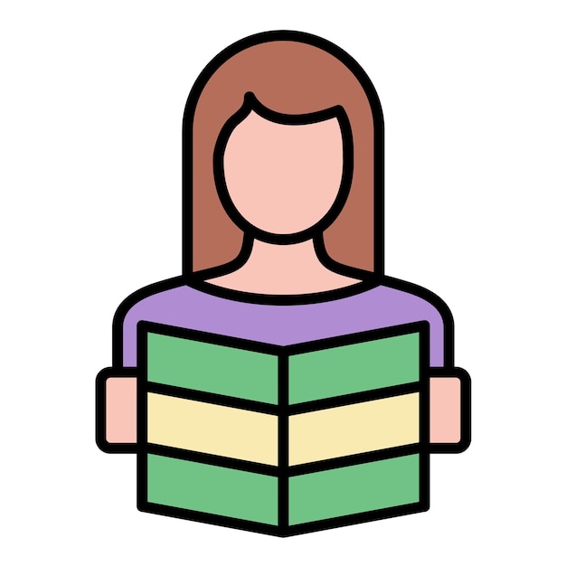 Vrouw die een platte illustratie leest