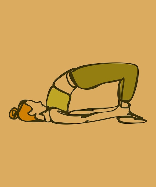 Vrouw doet oefening in yoga pose Vector silhouetillustratie