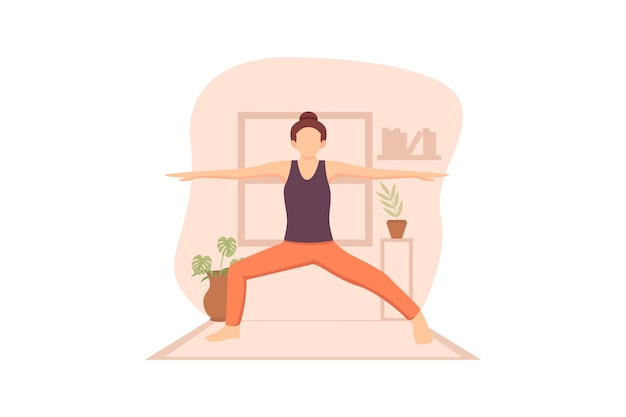 Vrouw Doet Yoga Platte Ontwerp Illustratie