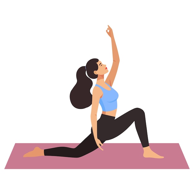 Vrouw doet yoga platte vector