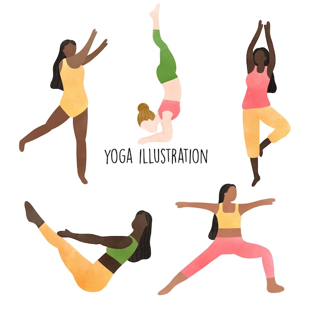 Vrouw doet yogatraining Vectorillustratie