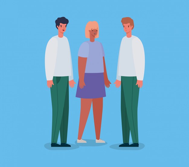 Vector vrouw en mannen avatars tekenfilms ontwerpen