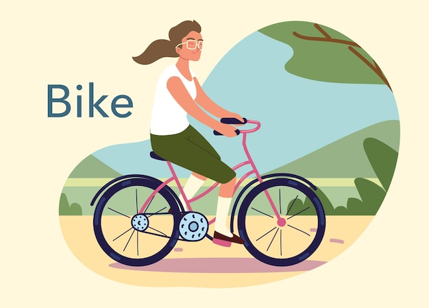 Vrouw fietst buiten bicycle