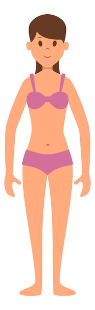 Vector vrouw figuur vooraanzicht. cartoon vrouwelijk model